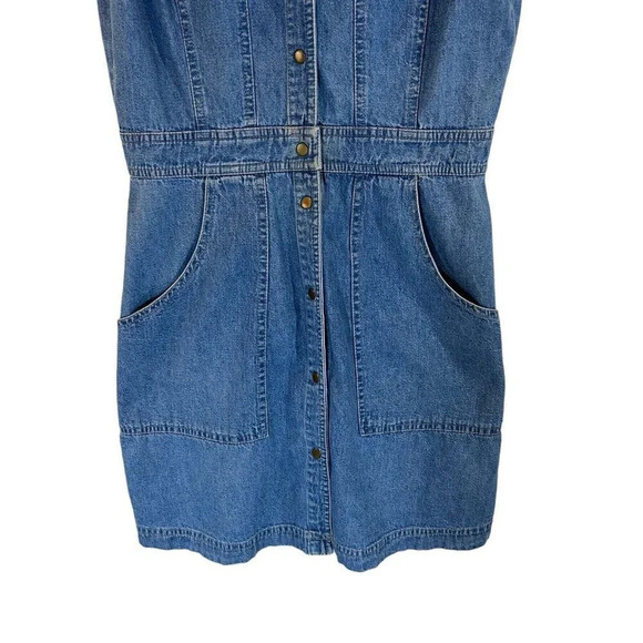 PG Collections Vintage Denim Button Down Dress 10 Metallic Embroidered Collar - Picture 4 of 10